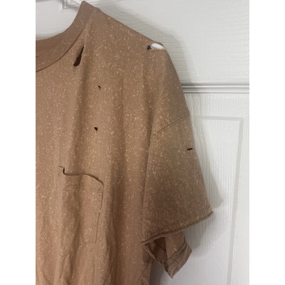 Chelsea Deboer Women's Brindle Distressed Tee Brown Beige Size Small - Picture 3 of 8